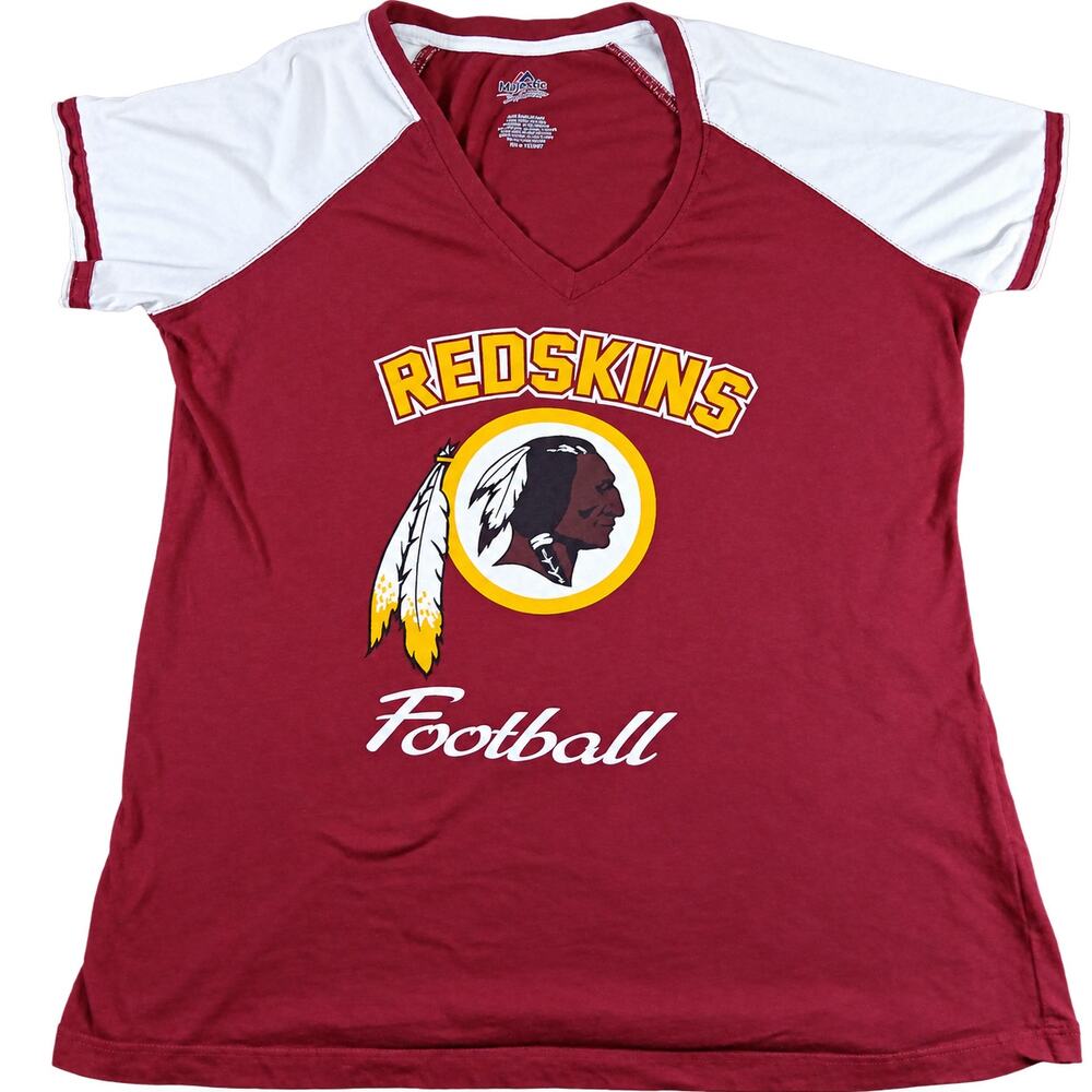 Majestic Washington Redskins Womens XXL Burgundy V Neck NFL Football Shirt